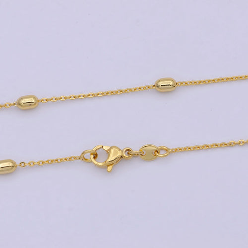 1 mm Satellite necklace, 24k gold plated chain Bead, Dainty gold plated chain, minimalist necklace 17.7 inch chain | WA-741 Clearance Pricing - DLUXCA
