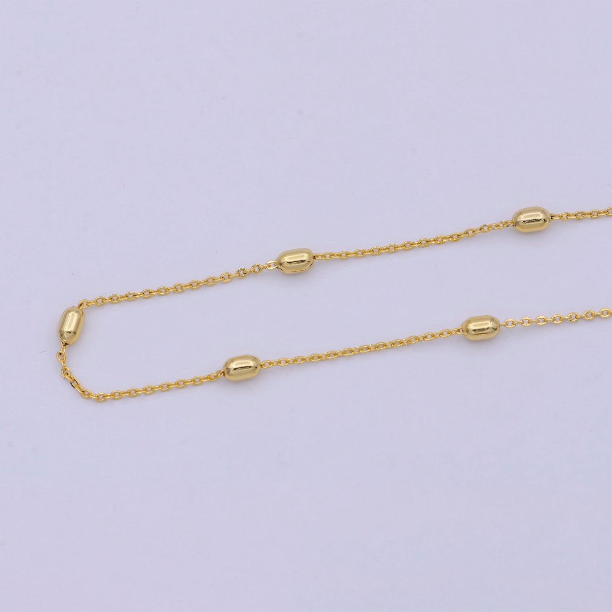 1 mm Satellite necklace, 24k gold plated chain Bead, Dainty gold plated chain, minimalist necklace 17.7 inch chain | WA-741 Clearance Pricing - DLUXCA