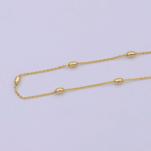 1 mm Satellite necklace, 24k gold plated chain Bead, Dainty gold plated chain, minimalist necklace 17.7 inch chain | WA-741 Clearance Pricing - DLUXCA