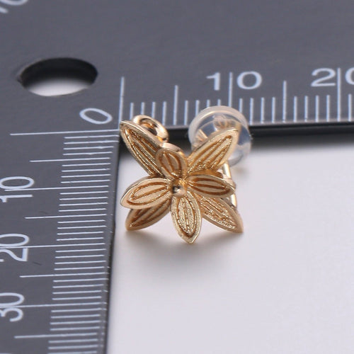 1 Pair Dainty Gold plated Blooming Flower Studs L-018 - DLUXCA