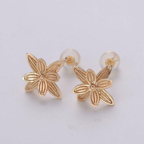 1 Pair Dainty Gold plated Blooming Flower Studs L-018 - DLUXCA