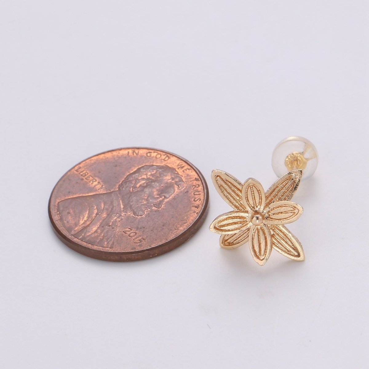 1 Pair Dainty Gold plated Blooming Flower Studs L-018 - DLUXCA