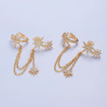 1 pair Gold plated Statement North Star Stud Earring with Ear Cuff Star For Celestial Jewelry T-471 - DLUXCA
