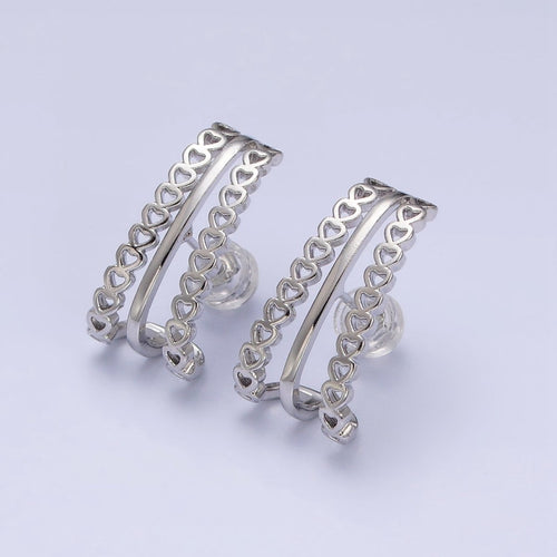 1 Pair Heart Ear Stud Earrings Gold Wrap Earring Jewelry AD895 AD896