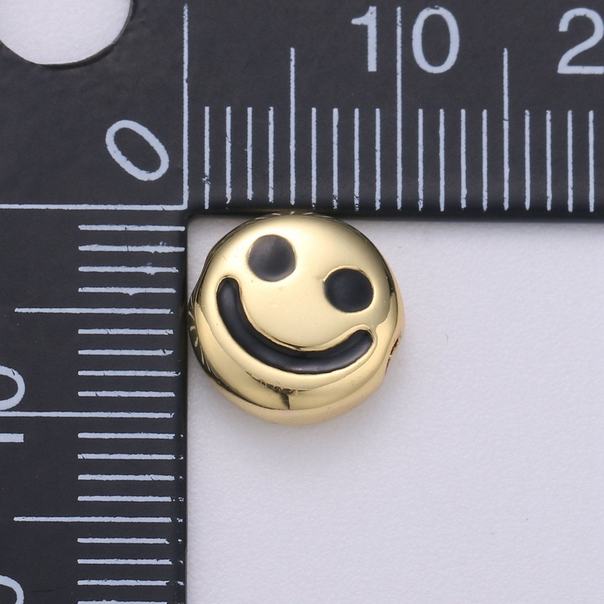 10mm CZ Gold plated Beads, Smiley Beads, Happy Face Beads, Emoji Charm for Bracelet Necklace Supply B-350 - DLUXCA