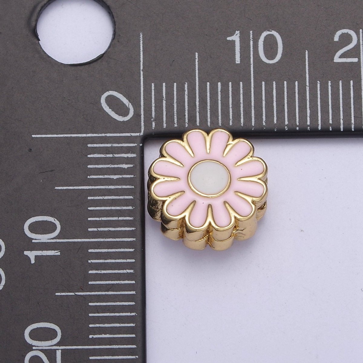 10mm Daisy Flower Bead Spacer Pink Mini Floral Nature Gold plated Art Jewelry Making Beads B-773 - DLUXCA