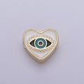 10mm Evil eye beads, Heart eye jewelry beads, Heart beads, Black Blue White Enamel bead spacer for Bracelet Component B-167 B-190 B-206 - DLUXCA