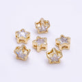 10x 7mm Star Beads for Necklace Bracelet Component in Real Gold Plated B-162 - DLUXCA