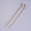 115mm Clear CZ Round Baguette Linear Drop Stud Earrings in Gold & Silver | AE283 AE284