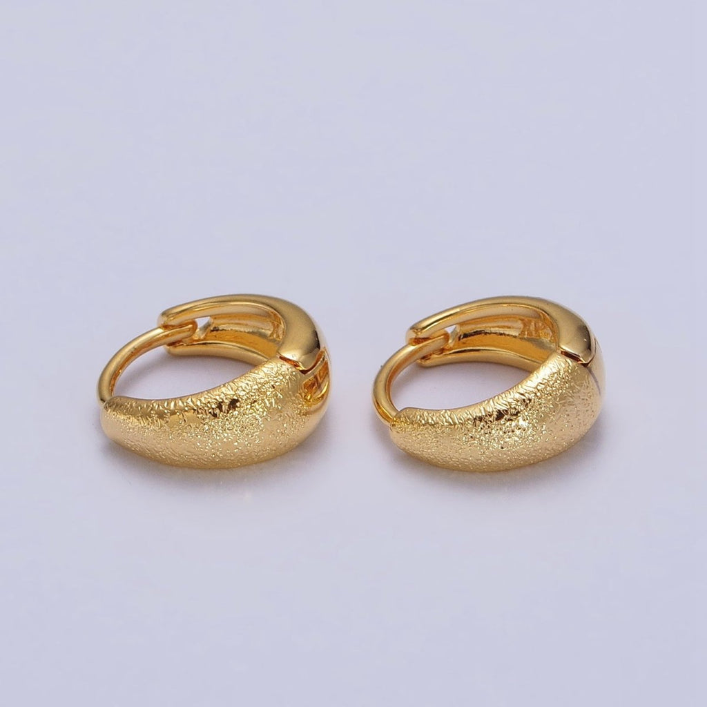 11mm Hammered Textured Dome Everyday Gold Huggie Earrings | AB121 - DLUXCA