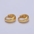 11mm Hammered Textured Dome Everyday Gold Huggie Earrings | AB121 - DLUXCA
