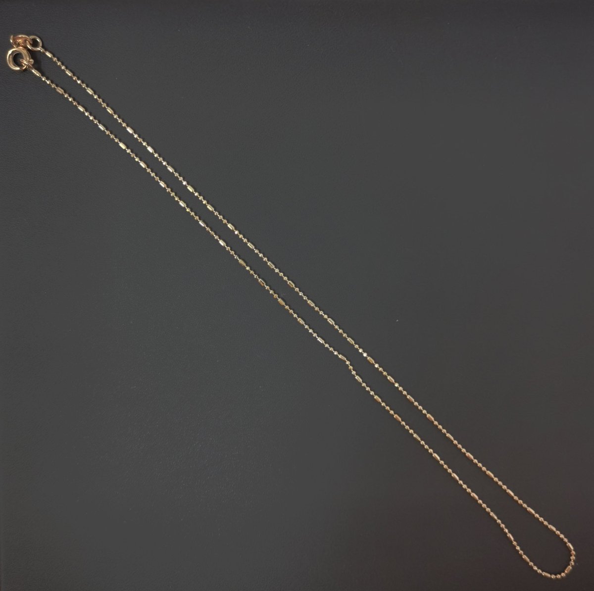 13.7'' Ready to Use 18K Gold plated Bead Necklace Chain, Layering Beaded Chain, Dainty 1mm Beaded Necklace w/ Spring Ring, or Pendant Charm Chain Necklace | CN-508 Clearance Pricing - DLUXCA
