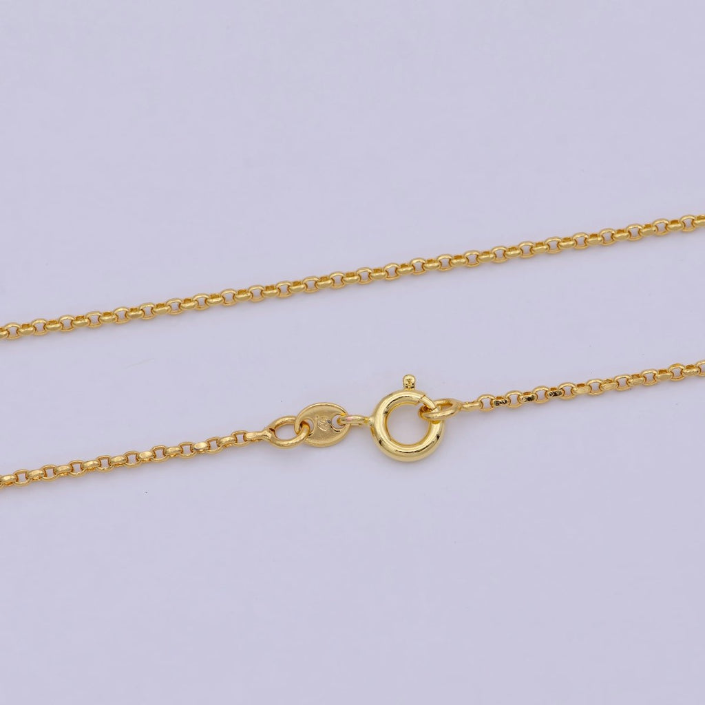 1.3mm 24K Gold plated Chain, Rolo Chain Dainty Gold Necklace Chain, Circle Cable Chain Wholesale | WA-747 Clearance Pricing - DLUXCA