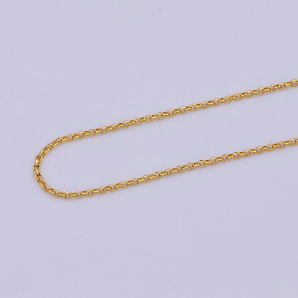 1.3mm 24K Gold plated Chain, Rolo Chain Dainty Gold Necklace Chain, Circle Cable Chain Wholesale | WA-747 Clearance Pricing - DLUXCA