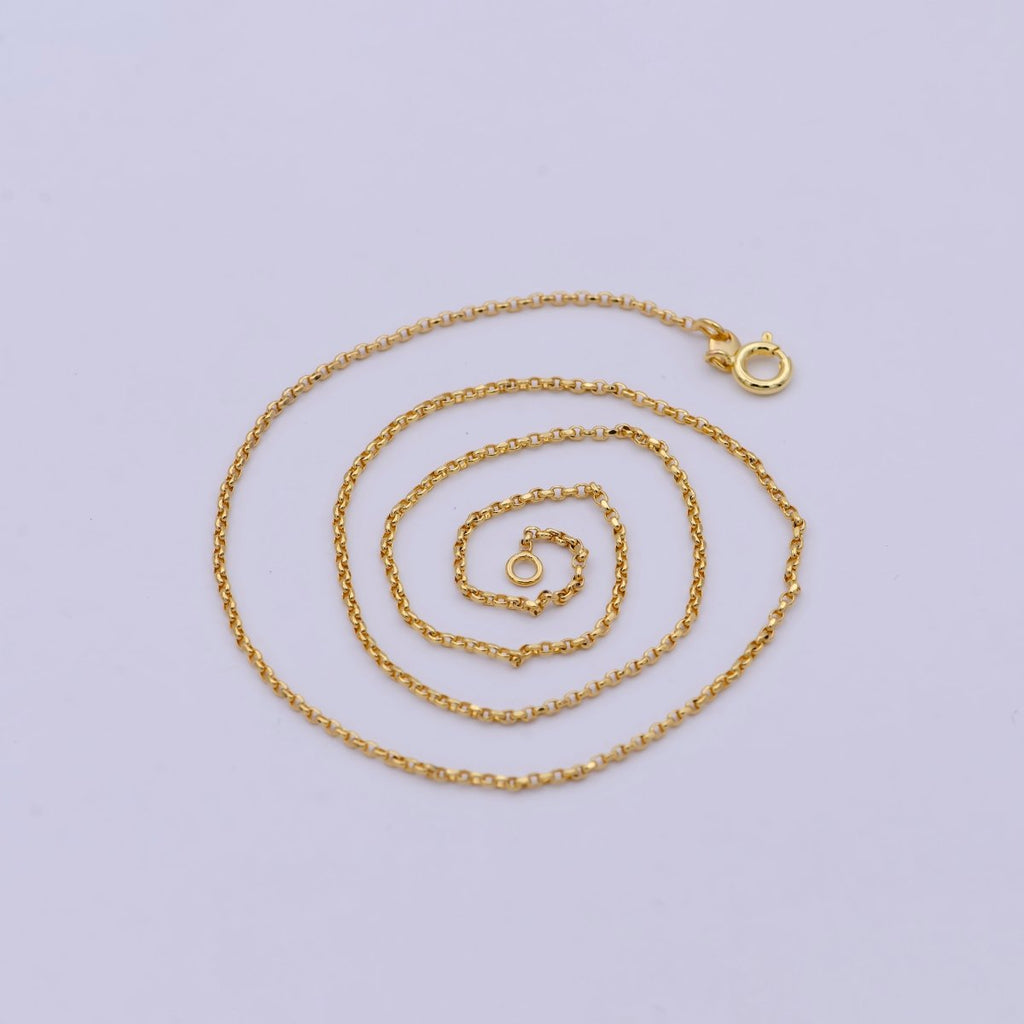 1.3mm 24K Gold plated Chain, Rolo Chain Dainty Gold Necklace Chain, Circle Cable Chain Wholesale | WA-747 Clearance Pricing - DLUXCA