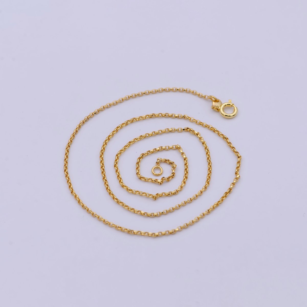 1.3mm 24K Gold plated Chain, Rolo Chain Dainty Gold Necklace Chain, Circle Cable Chain Wholesale | WA-747 Clearance Pricing - DLUXCA