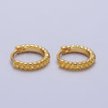 13mm Gold Textured Dotted Dainty Huggie Earrings | AB032 - DLUXCA