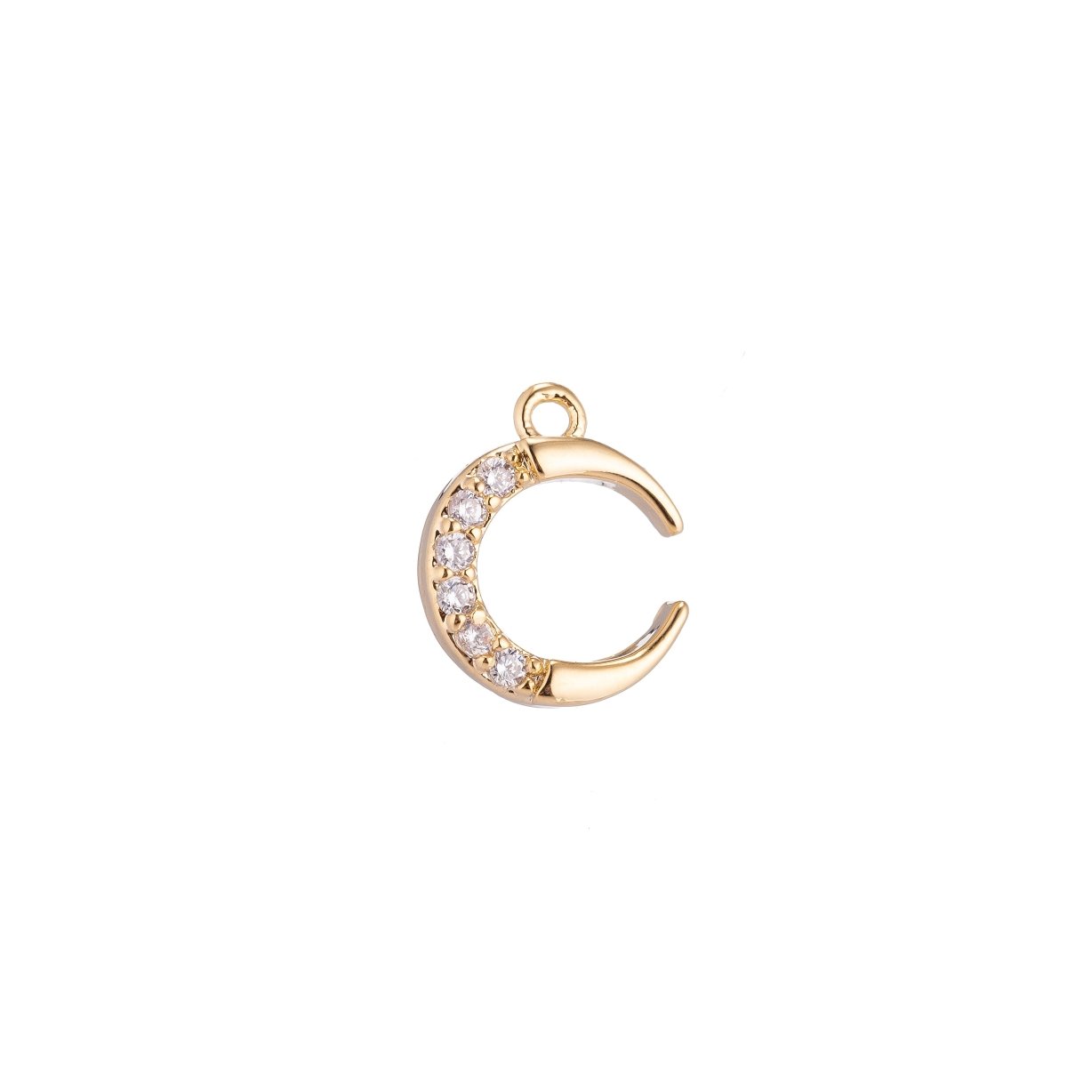 13x8.5MM Crescent Moon Charm or Pendant, Cubic Zirconia 18k Gold plated for Chocker Layer Necklace Jewelry Making C-150 - DLUXCA