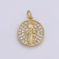 14k GF Virgin Mary Gold Coin Necklace, Religious Coin Pendant Necklace, Micro Pave Cubic Catholic Gold Coin Jewelry for Necklace Bracelet D-128 - DLUXCA