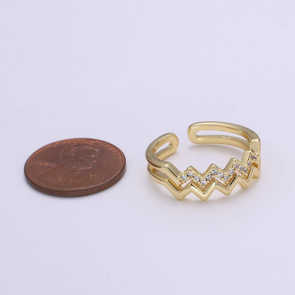 14k Gold Double Band Chevron V Stackable Wedding Band, Simple Promise Ring, Bridal Gold Double V Band, Minimalist Gift for Her O-287 - DLUXCA