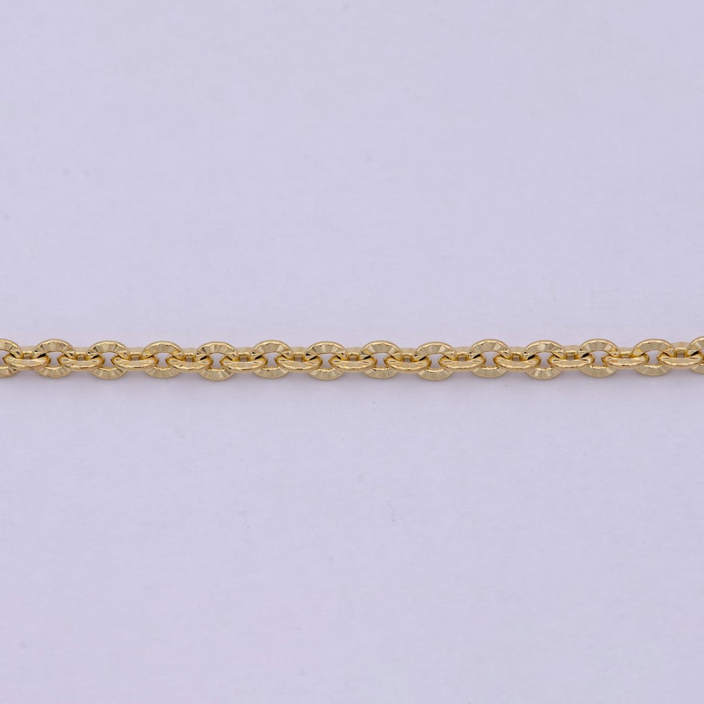 14k Gold Fill Diamond Cut Cable Chain, Cable gold chain necklace, cable chain, gold chain, gold necklace, plain necklace 18 inch length 2.4mm width | WA - 534 Clearance Pricing - DLUXCA