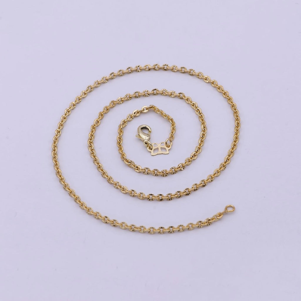 14k Gold Fill Diamond Cut Cable Chain, Cable gold chain necklace, cable chain, gold chain, gold necklace, plain necklace 18 inch length 2.4mm width | WA - 534 Clearance Pricing - DLUXCA