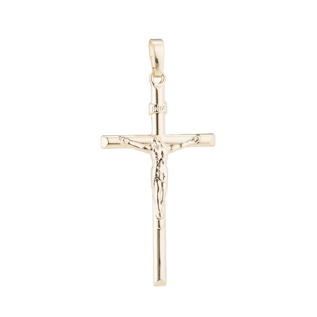 14k Gold Fill Jesus Cross Crucifix Christian, Church, Religion, Believe, DIY Necklace Pendant Charm Bead Bails Findings for Jewelry Making H-431 - DLUXCA