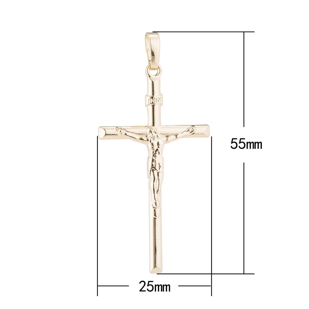 14k Gold Fill Jesus Cross Crucifix Christian, Church, Religion, Believe, DIY Necklace Pendant Charm Bead Bails Findings for Jewelry Making H-431 - DLUXCA