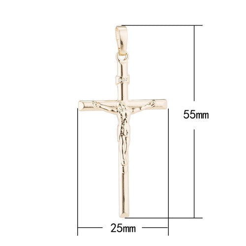 14k Gold Fill Jesus Cross Crucifix Christian, Church, Religion, Believe, DIY Necklace Pendant Charm Bead Bails Findings for Jewelry Making H-431 - DLUXCA