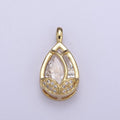 14k Gold Fill Lotus Petal Charm, Lotus Pendant Cubic Zirconia Dangle Charm H-118 H-119 H-123 - H-125