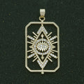 14k Gold Fill Micro Pave Star Burst Charm, Evil Eye Pendant Charm For DIY Necklace N-1388 - DLUXCA