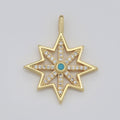 14k Gold Fill Micro Pave Star Charm, Turquoise North Star Celestial Pendant Charm For DIY Necklace Bracelet Earring N-1383 - DLUXCA