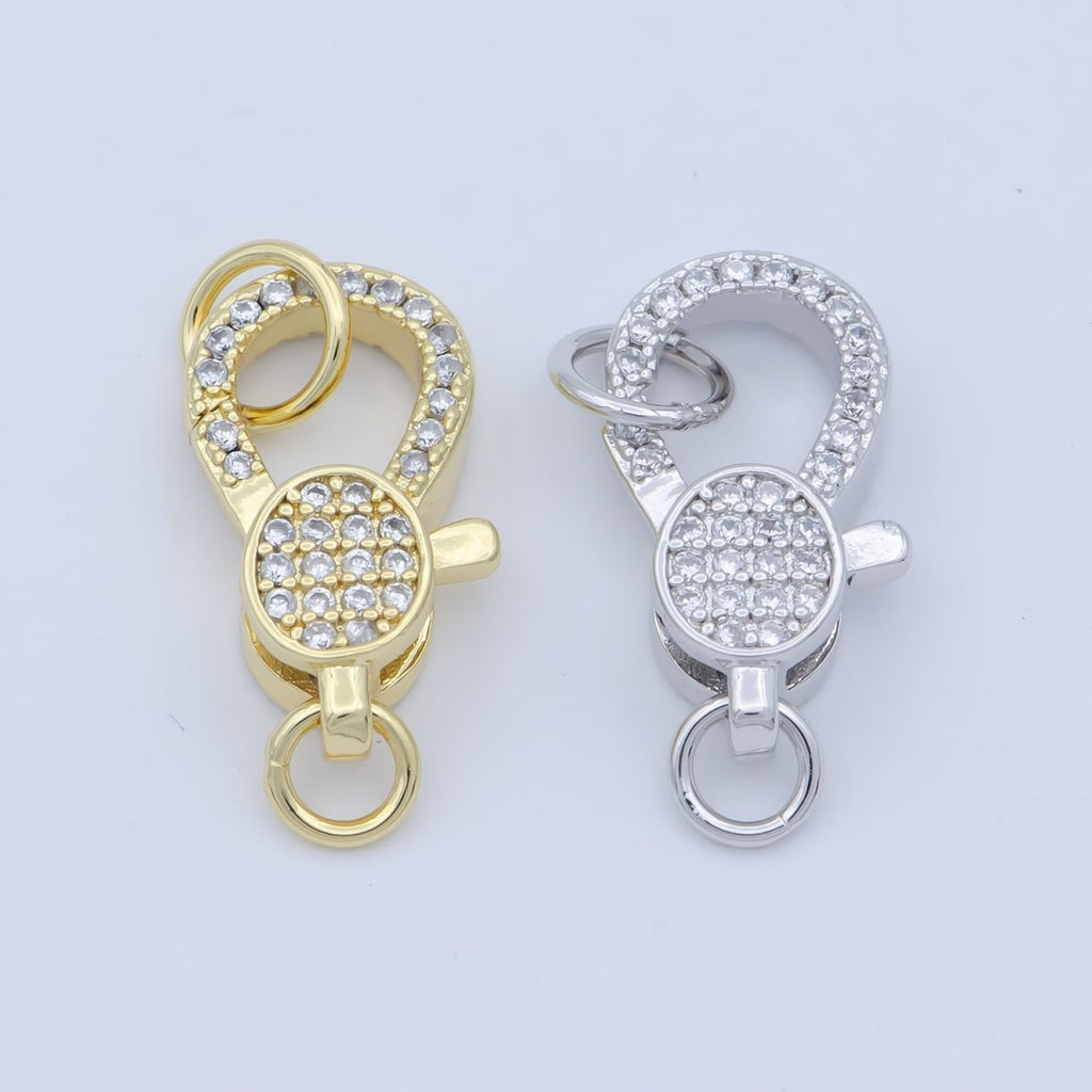 14k Gold Fill Oval clasp for Bracelet Necklace Buckle Micro paved , CZ Cubic Lobster Clasp Fastener for Beading supplies Component L-407 L-408 - DLUXCA