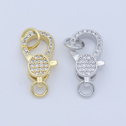 14k Gold Fill Oval clasp for Bracelet Necklace Buckle Micro paved , CZ Cubic Lobster Clasp Fastener for Beading supplies Component L-407 L-408 - DLUXCA