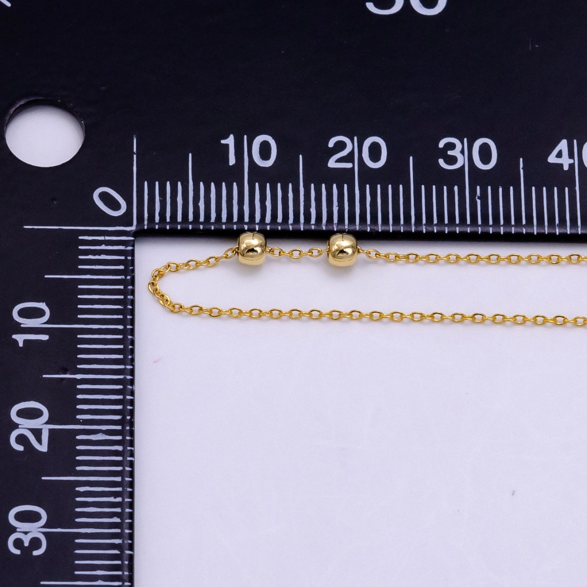 14K Gold plated 0.7mm Minimalist Cable Bead Slider 19 Inch Necklace | WA - 2472 - DLUXCA