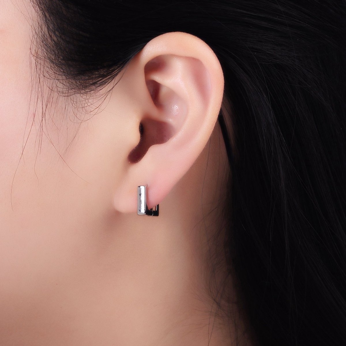 14K Gold plated 10mm Square Filigree Minimalist Cartilage Huggie Earrings in Gold & Silver | AB1265 P492