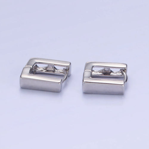 14K Gold plated 10mm Square Filigree Minimalist Cartilage Huggie Earrings in Gold & Silver | AB1265 P492