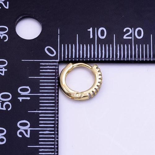 14K Gold plated 11.5mm Double Micro Paved Cartilage Huggie Earrings | AB1108 - DLUXCA