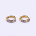 14K Gold plated 11.5mm Double Micro Paved Cartilage Huggie Earrings | AB1108 - DLUXCA