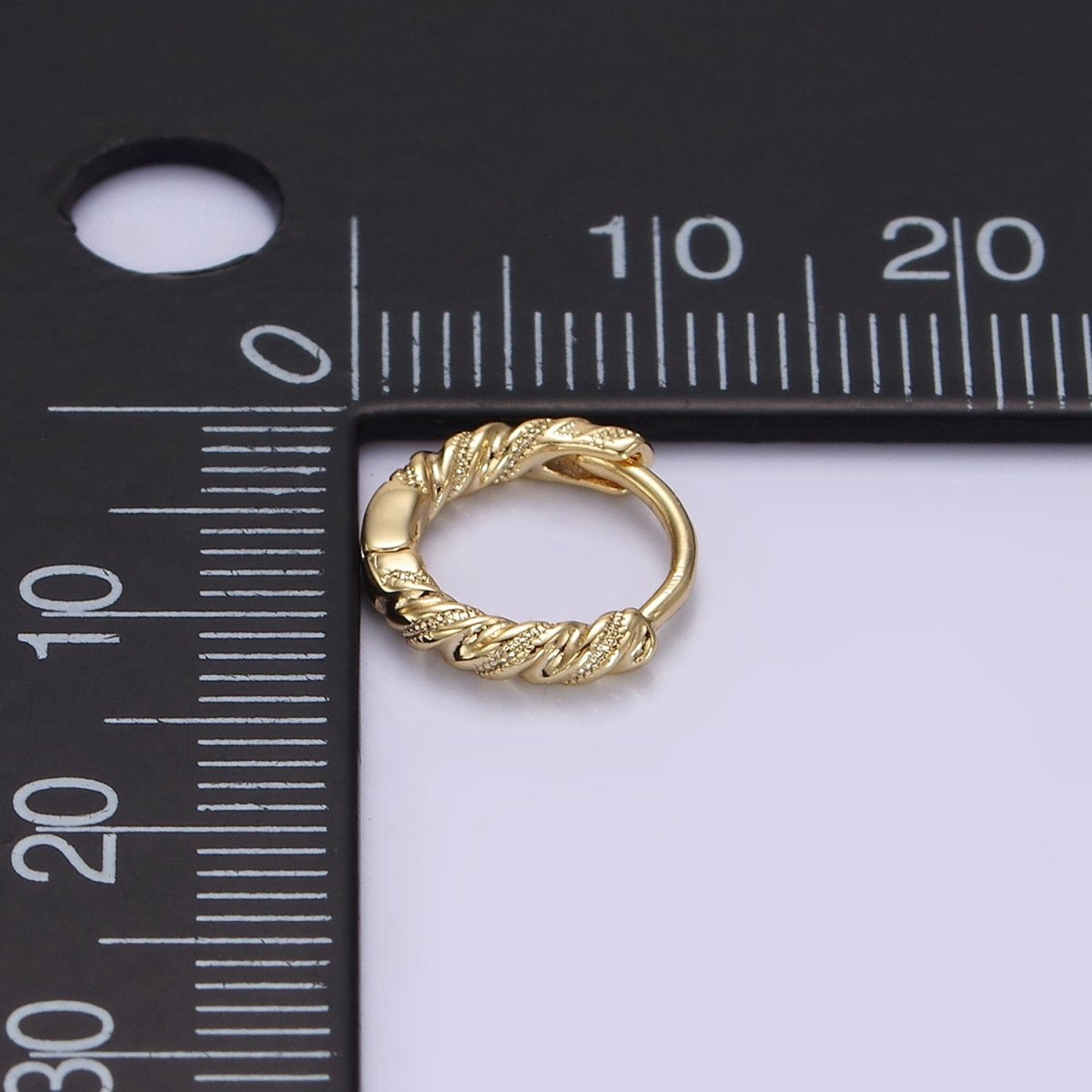 14K Gold plated 11mm Dotted Croissant Cartilage Huggie Earrings | AE722 - DLUXCA