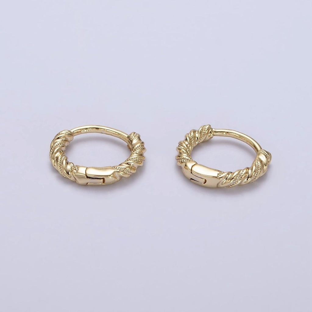 14K Gold plated 11mm Dotted Croissant Cartilage Huggie Earrings | AE722 - DLUXCA