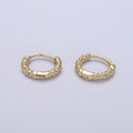 14K Gold plated 11mm Dotted Croissant Cartilage Huggie Earrings | AE722 - DLUXCA