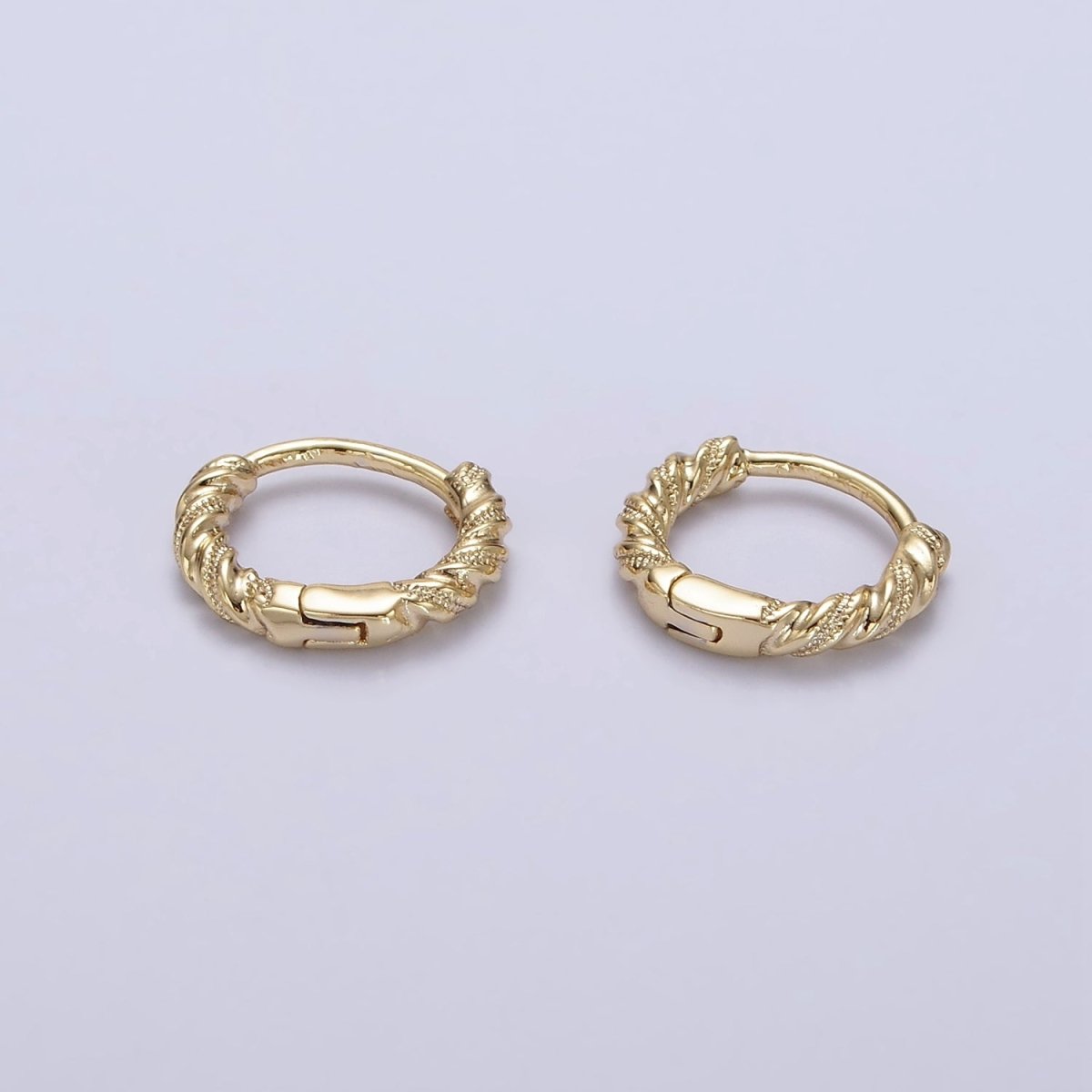 14K Gold plated 11mm Dotted Croissant Cartilage Huggie Earrings | AE722 - DLUXCA