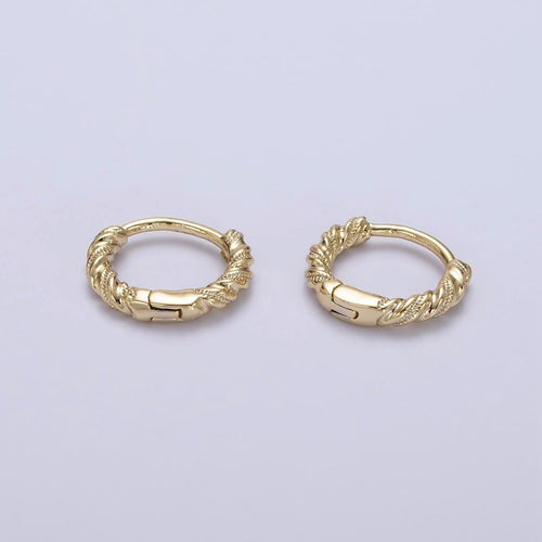14K Gold plated 11mm Dotted Croissant Cartilage Huggie Earrings | AE722 - DLUXCA