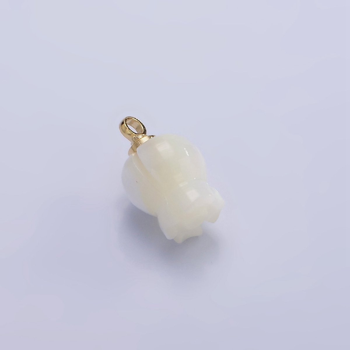 14K Gold plated 11mm Rose Bud Flower Shell Pearl Drop Charm | AG687 - DLUXCA