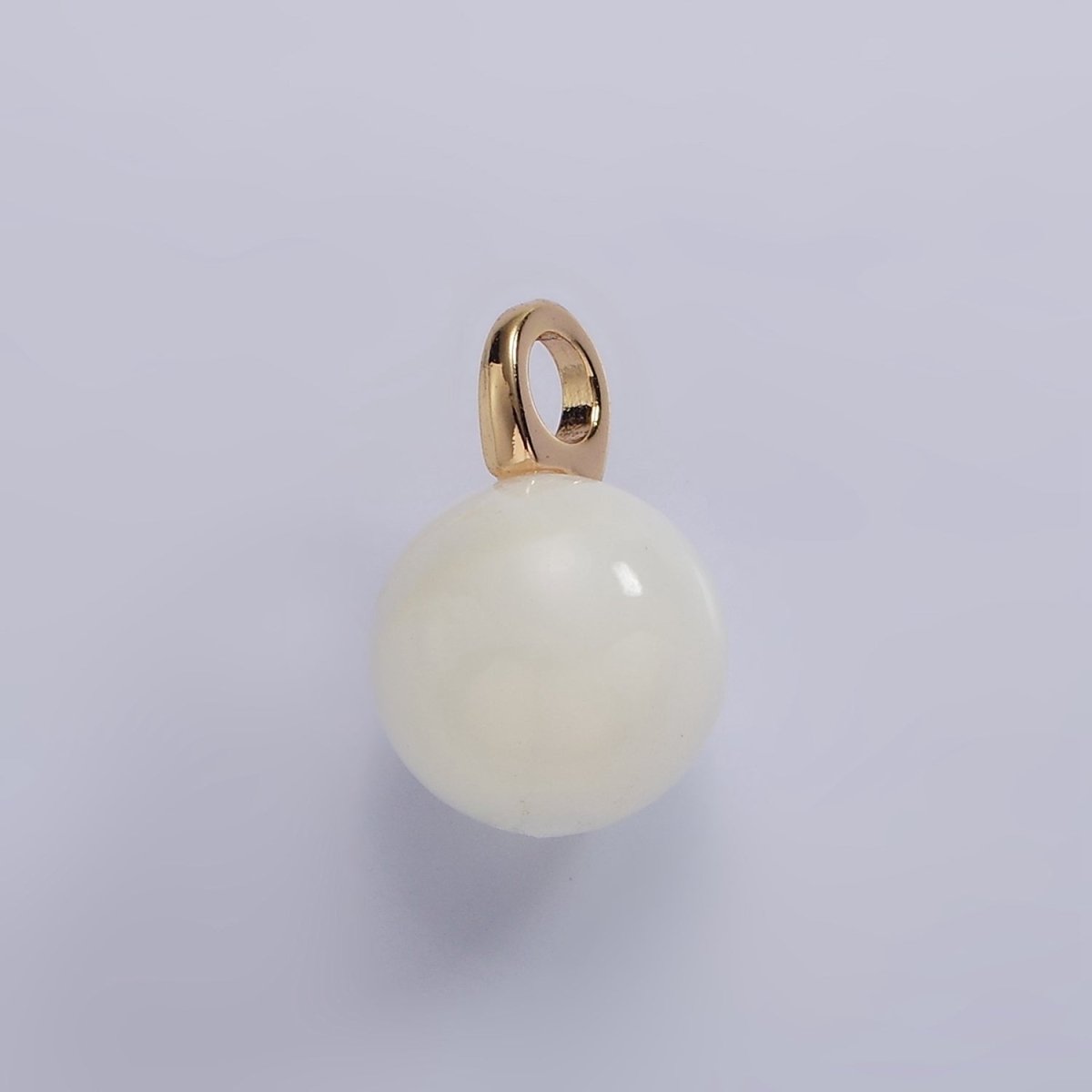 14K Gold plated 11mm Round Sphere Ball Natural Shell Pearl Gemstone Drop Pendant | P1645 - DLUXCA