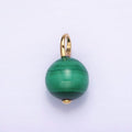 14K Gold plated 12.5mm Round Sphere Ball Malachite Drop Earring Pendant | N1841 - DLUXCA