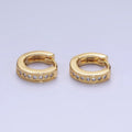 14K Gold plated 12mm CZ Lined Cartilage Huggie Earrings in Gold & Silver | AB1362 AB1363