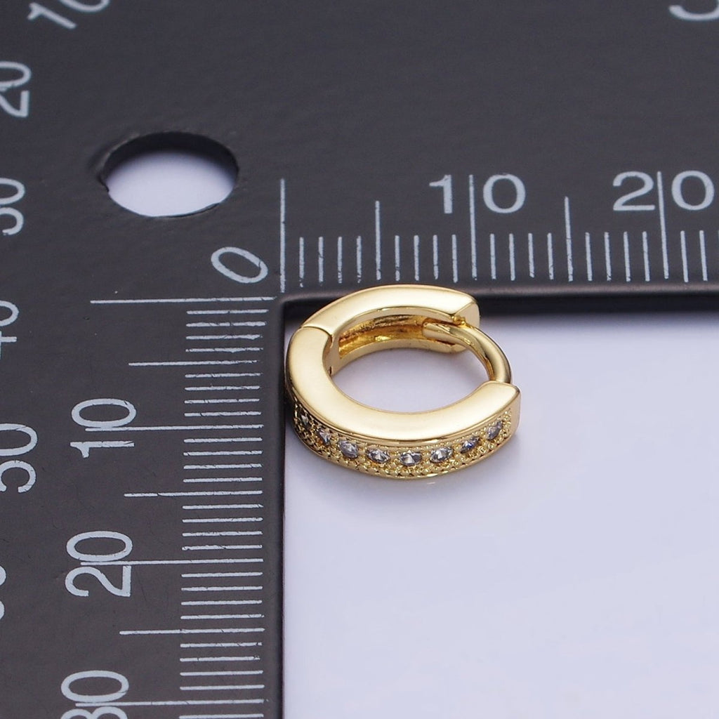 14K Gold plated 12mm CZ Lined Cartilage Huggie Earrings in Gold & Silver | AB1362 AB1363
