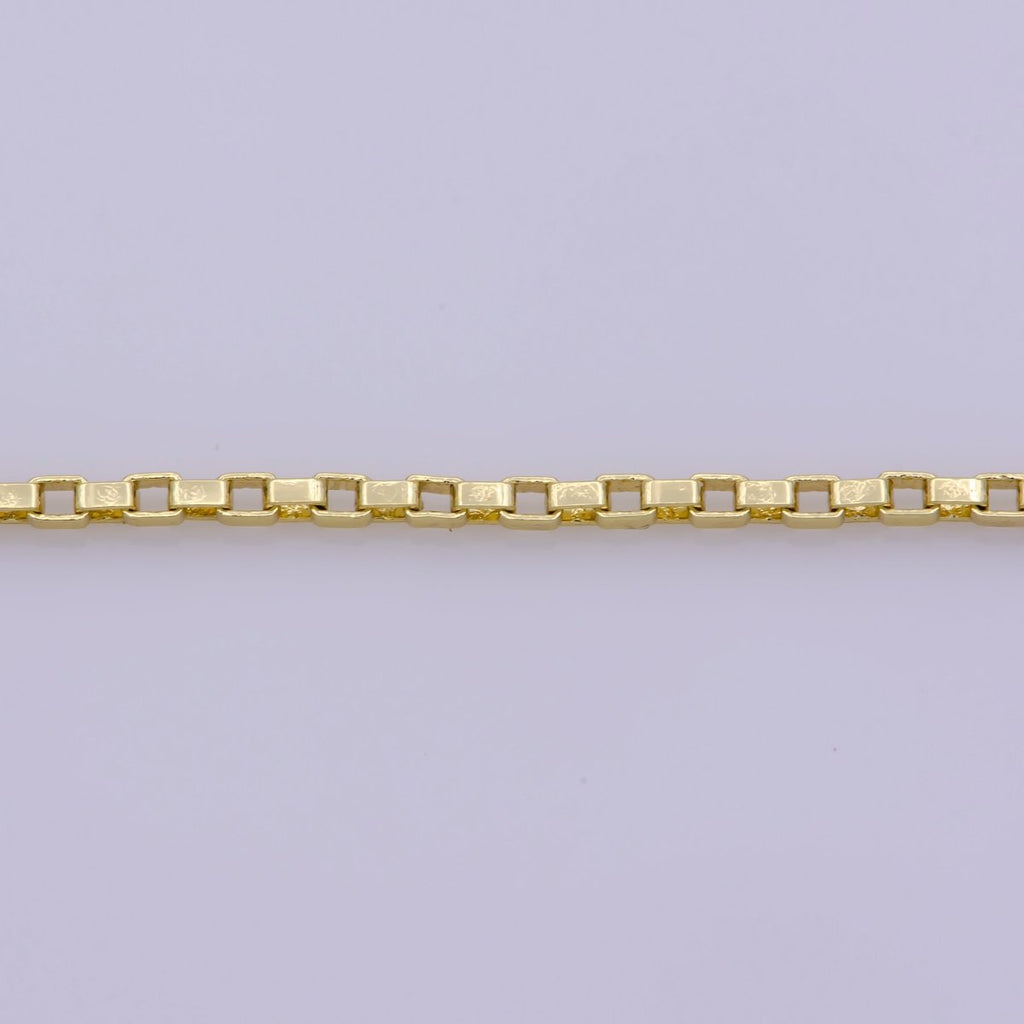 14K Gold plated 1.2mm Dainty Box Layering 18 Inch Chain Necklace w. Spring Ring | WA-389 Clearance Pricing - DLUXCA
